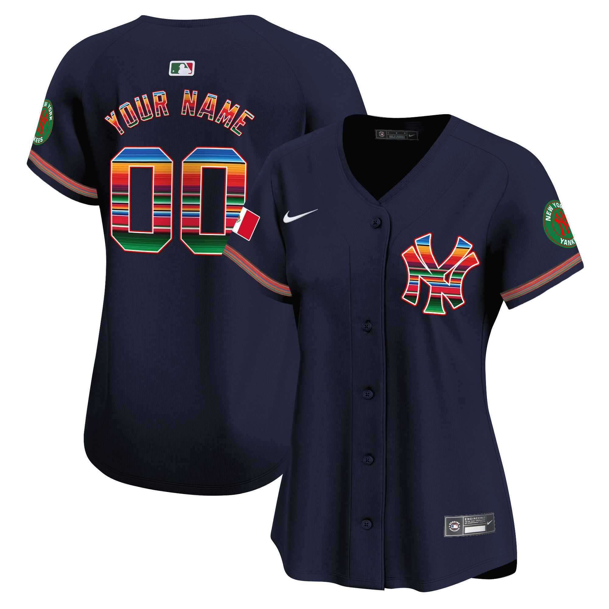New York Yankees Mexico Vapor Premier Limited Custom Navy Jersey - All Stitched