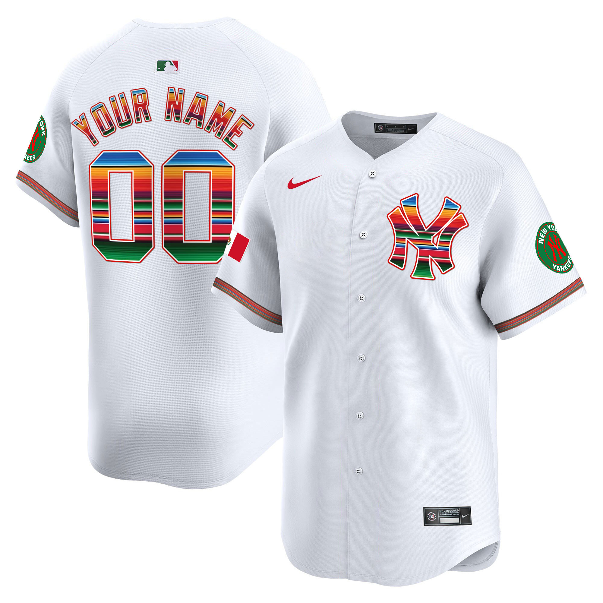 New York Yankees Mexico Vapor Premier Limited Custom White Jersey - All Stitched