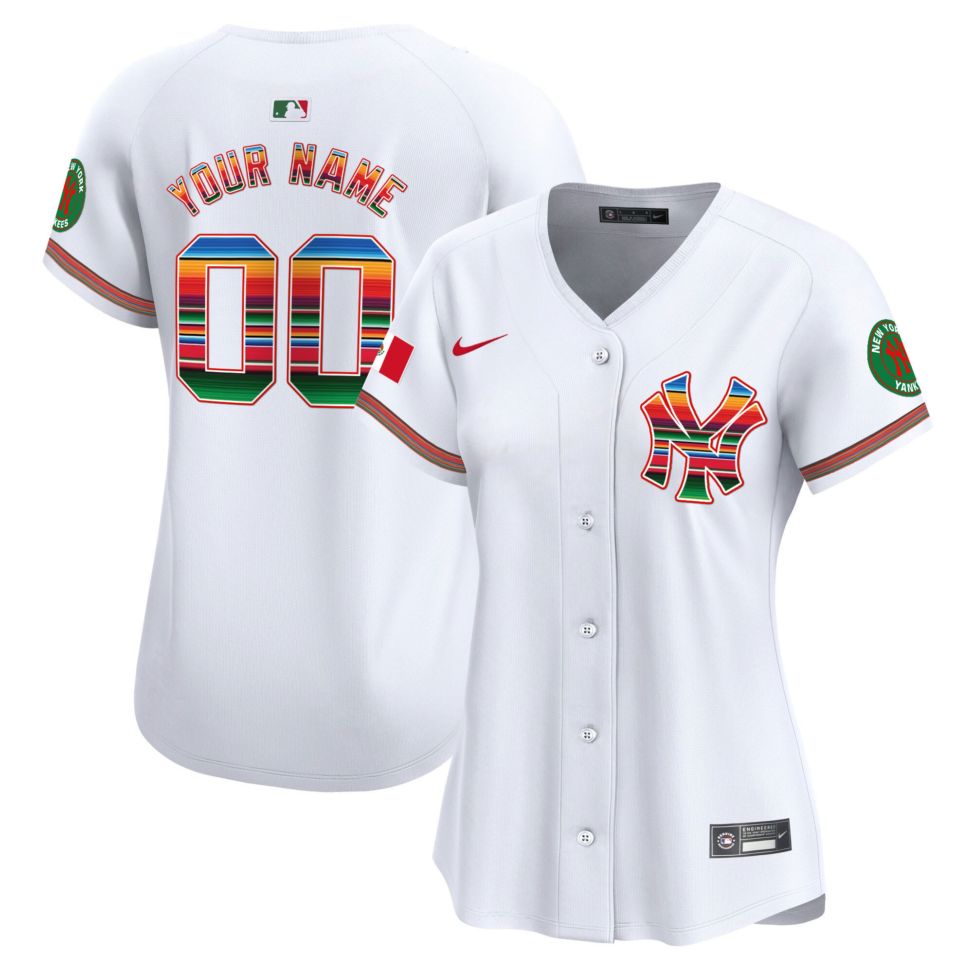 New York Yankees Mexico Vapor Premier Limited Custom White Jersey - All Stitched