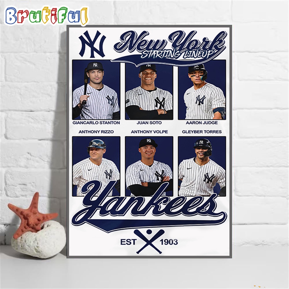 New York Yankees Starting Lineup Est 1903 Wall Art Poster Canvas