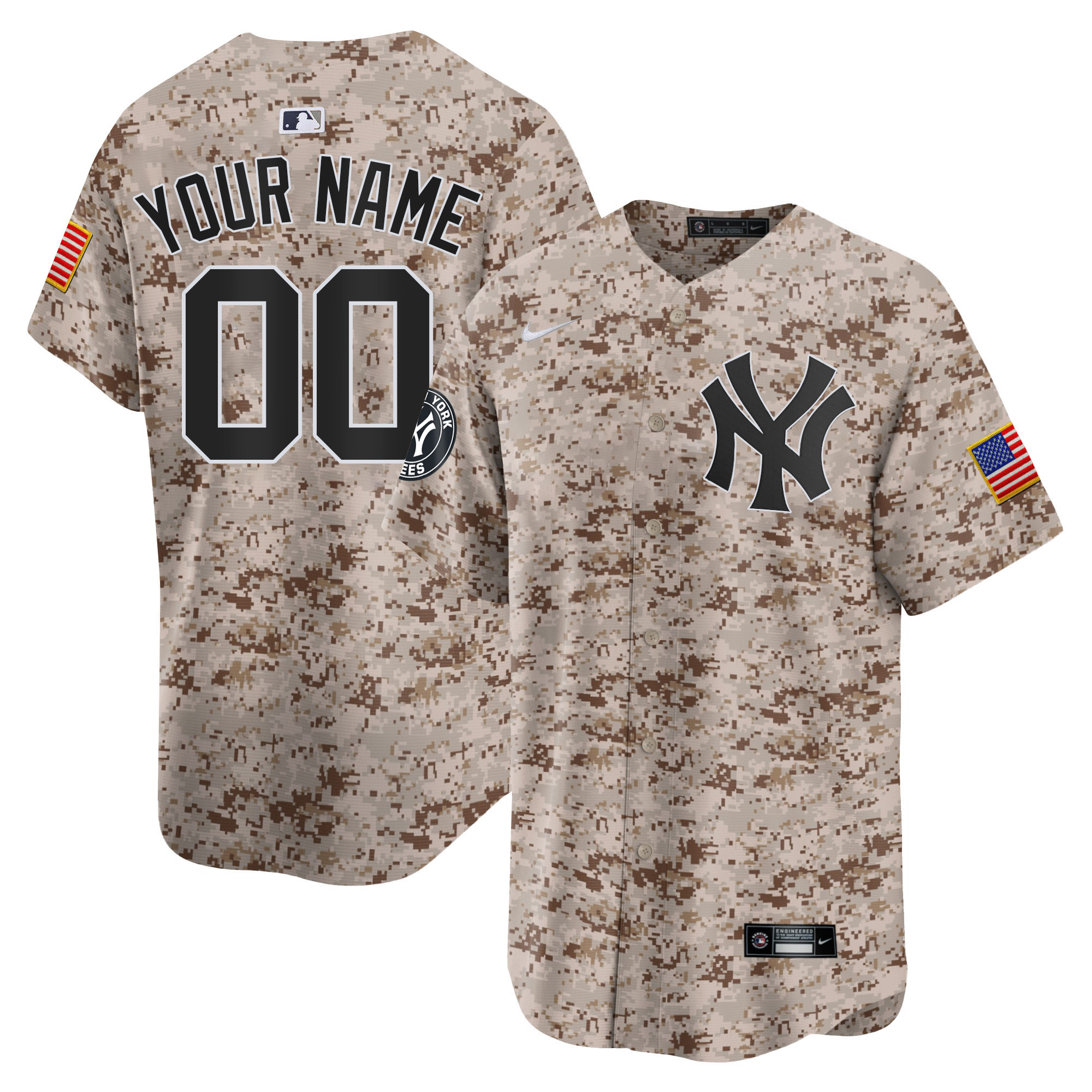 New York Yankees USMC Alternate Vapor Premier Limited Custom Desert Jersey - All Stitched