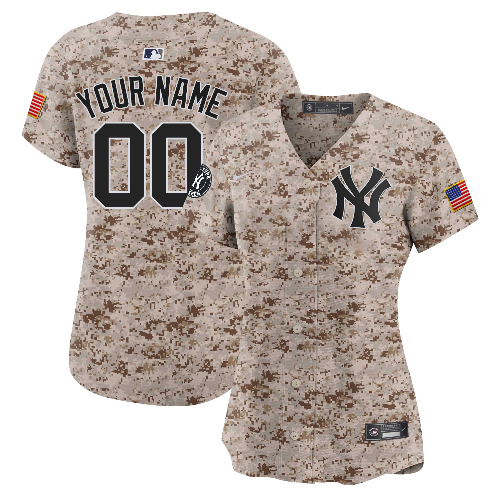 New York Yankees USMC Alternate Vapor Premier Limited Custom Desert Jersey - All Stitched