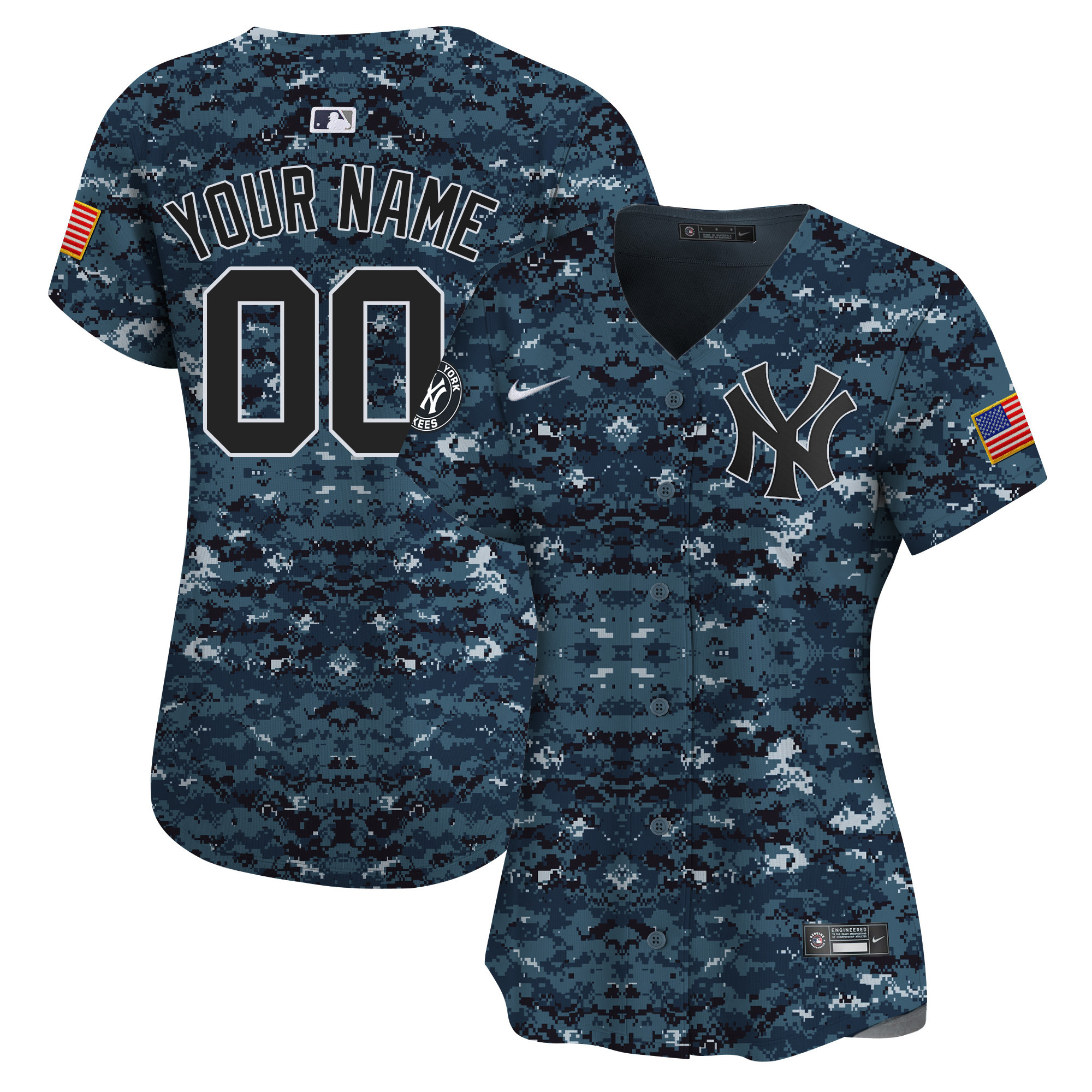 New York Yankees USMC Alternate Vapor Premier Limited Custom Navy Jersey - All Stitched