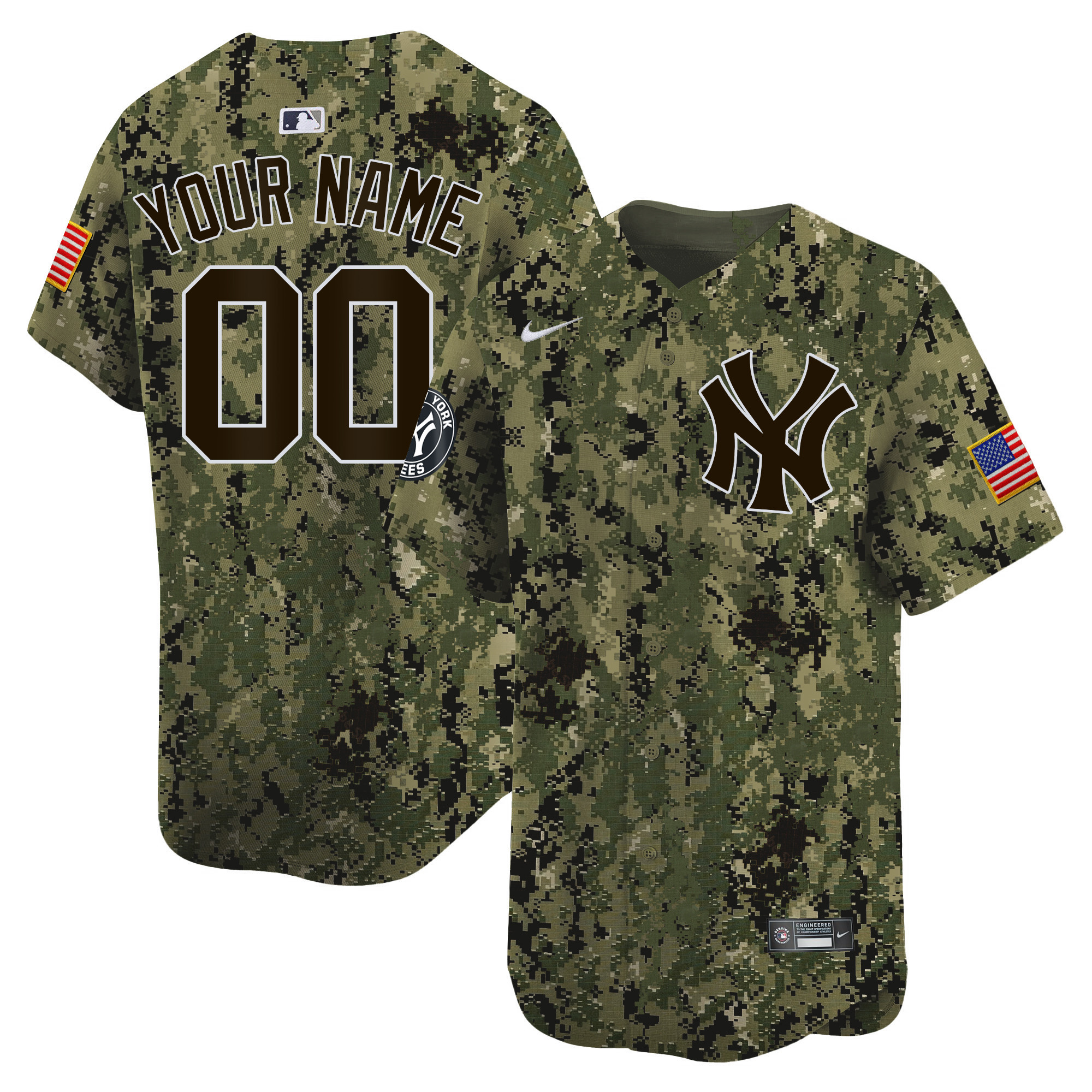 New York Yankees USMC Alternate Vapor Premier Limited Custom Woodland Jersey - All Stitched