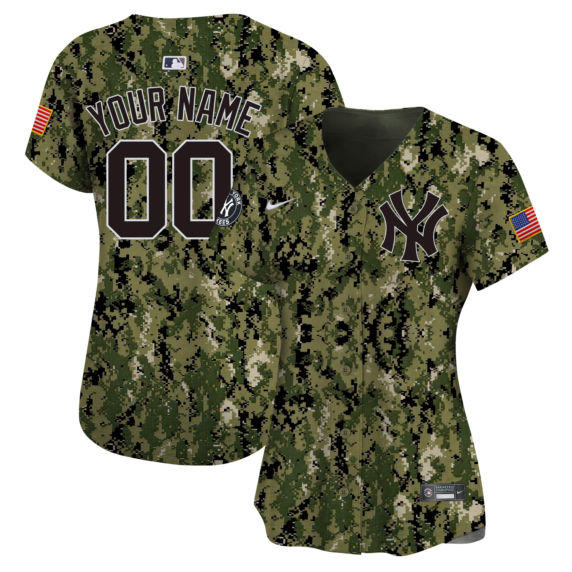 New York Yankees USMC Alternate Vapor Premier Limited Custom Woodland Jersey - All Stitched