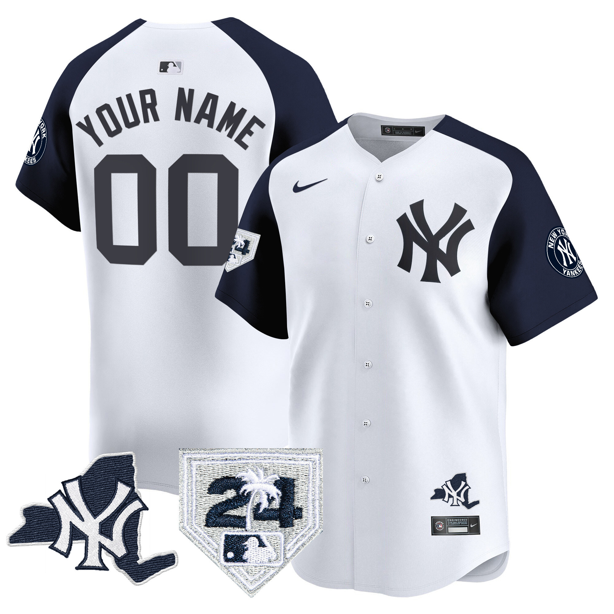 New York Yankees Vapor Premier Limited Custom - New York Patch White Alternate Jersey - All Stitched
