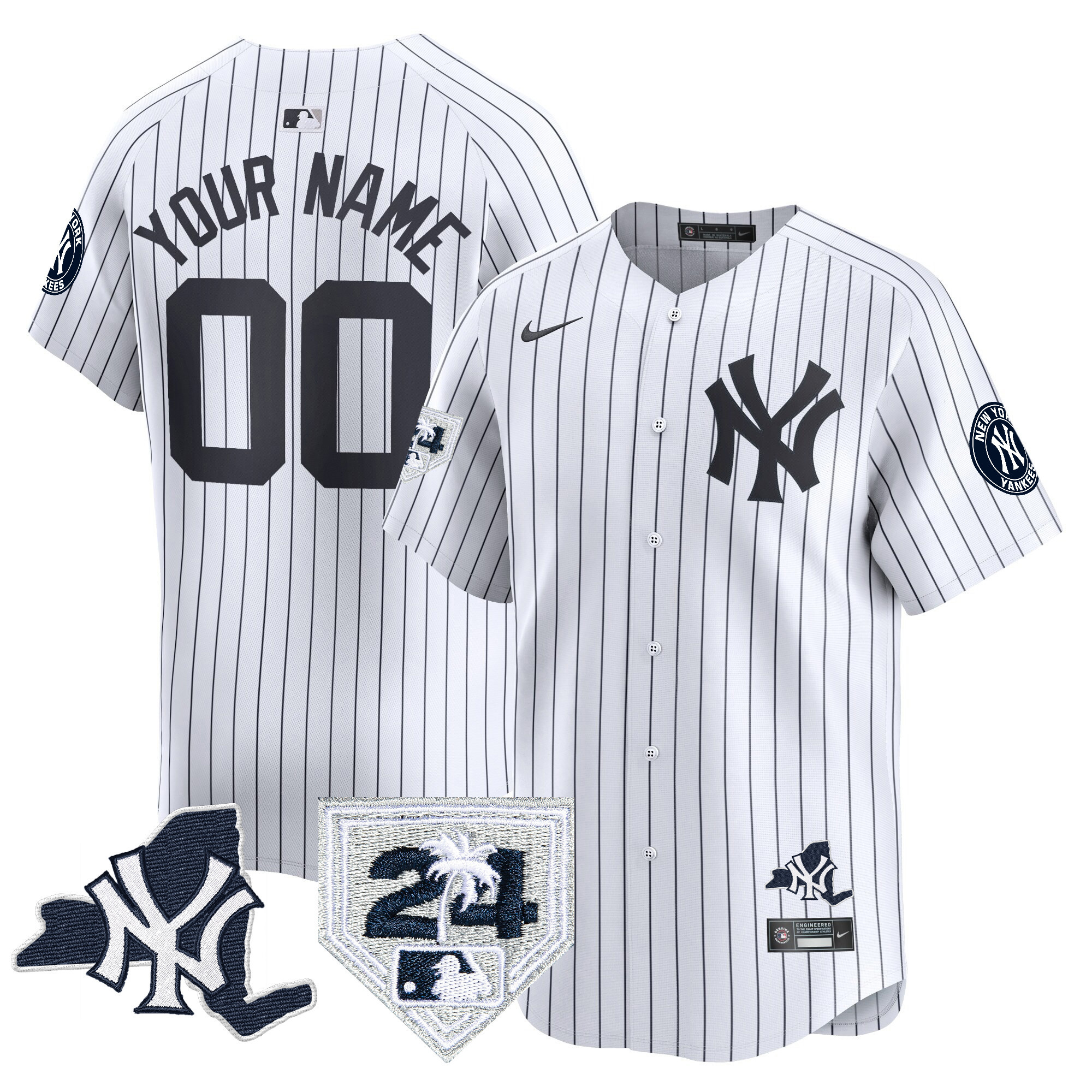 New York Yankees Vapor Premier Limited Custom - New York Patch White Jersey - All Stitched