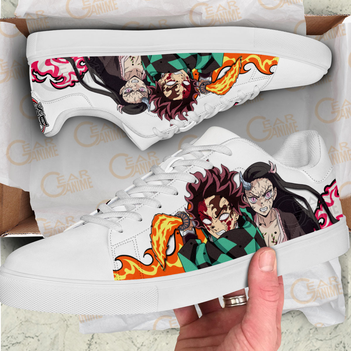 Nezuko And Tanjiro Skate Sneakers Custom Demon Slayer Anime Shoes