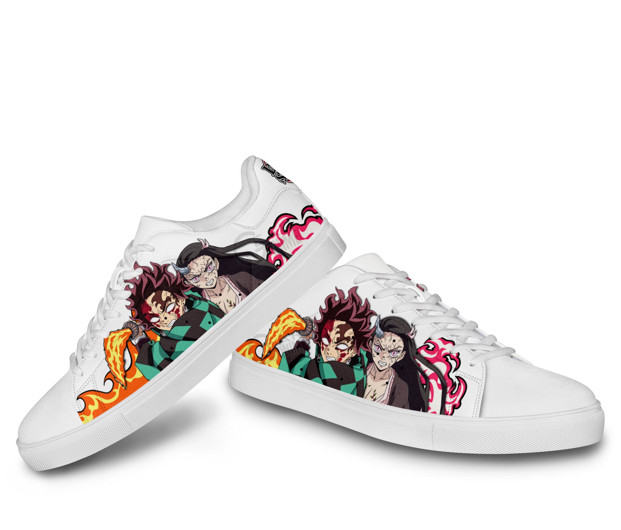 Nezuko And Tanjiro Skate Sneakers Custom Demon Slayer Anime Shoes