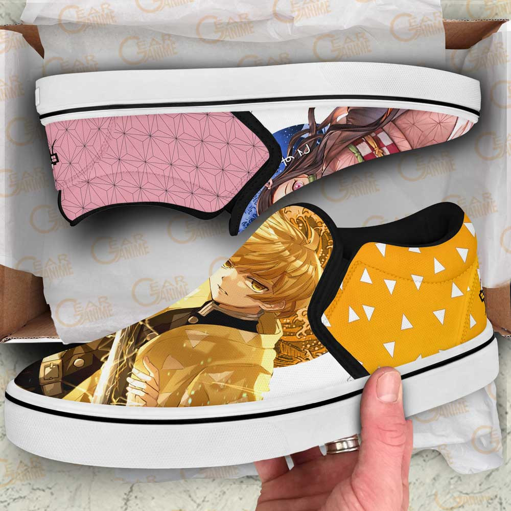 Nezuko and Zenitsu Slip-On Shoes Canvas Custom Anime Demon Slayer Shoes