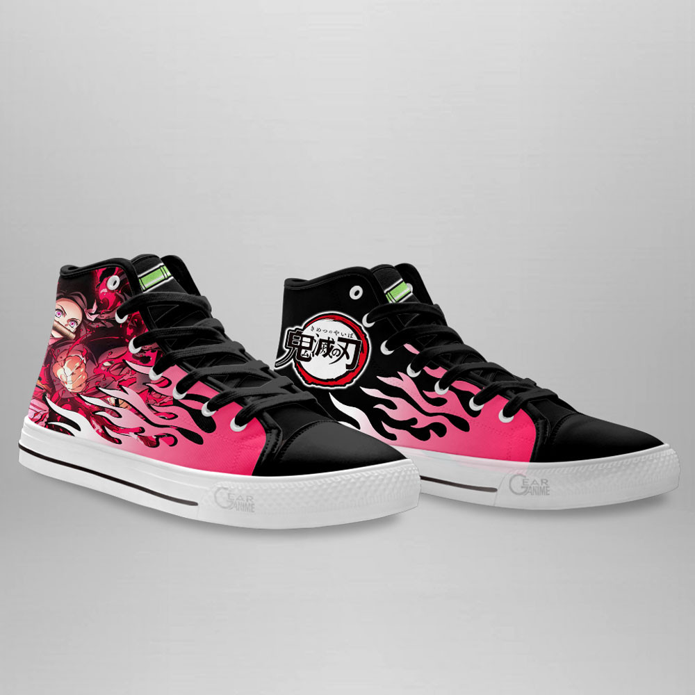 Nezuko Blood Demon Art High Top Shoes Demon Slayer Flame Sneakers