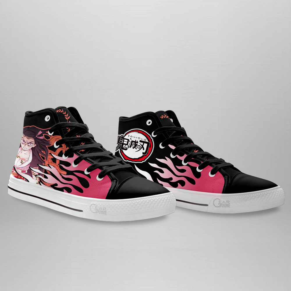 Nezuko Demon High Top Shoes Custom Demon Slayer Sneakers Flame Style