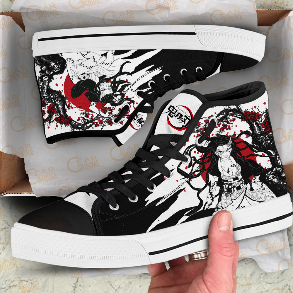 Nezuko Demon High Top Shoes Custom Demon Slayer Sneakers Japan Style