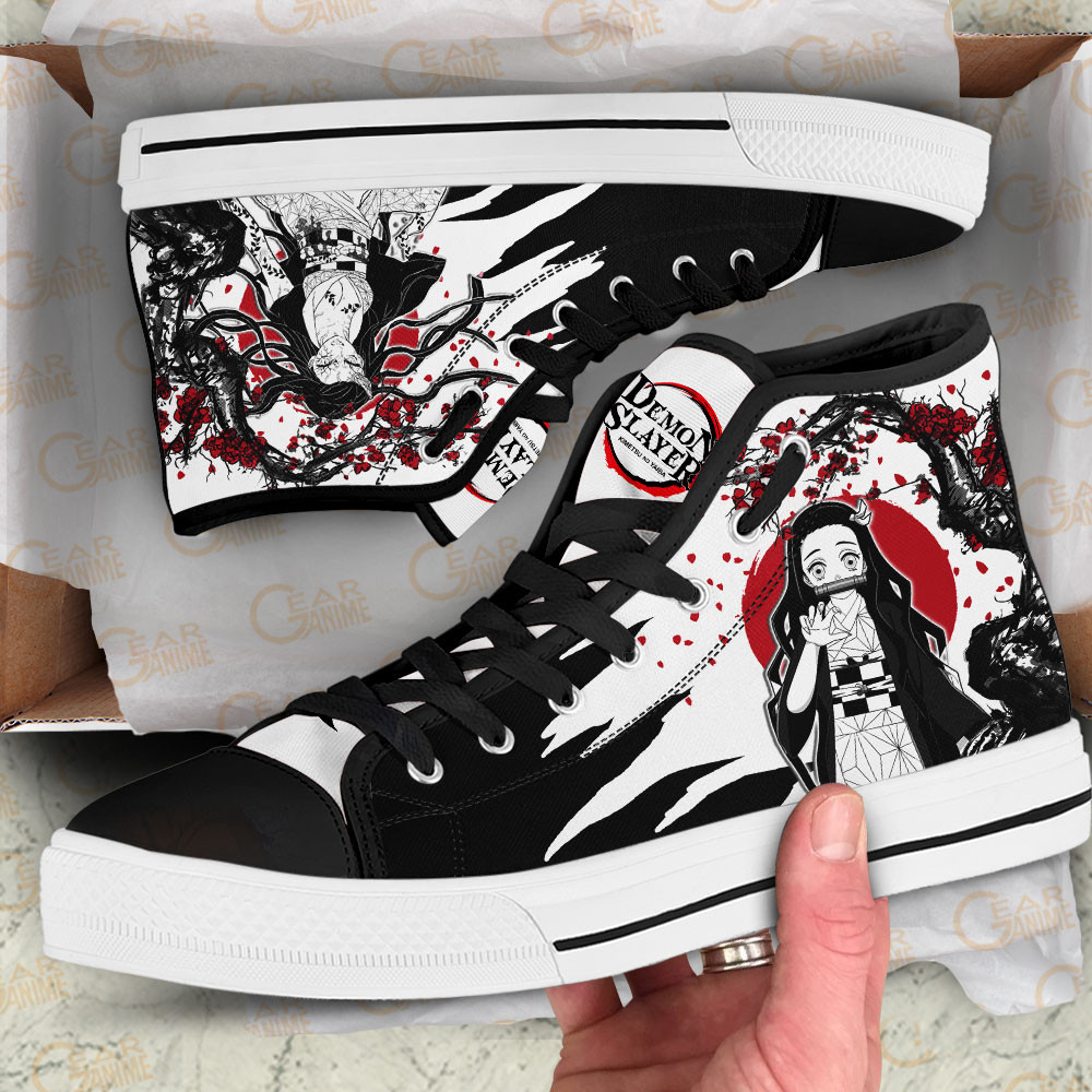 Nezuko High Top Shoes Custom Demon Slayer Anime Sneakers Japan Style
