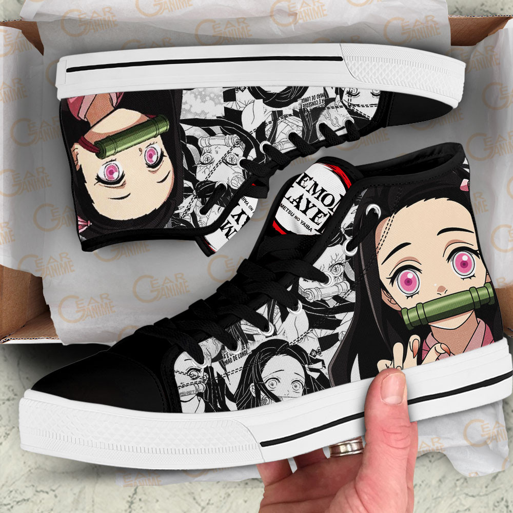 Nezuko High Top Shoes Demon Slayer Custom Anime Sneakers Mix Manga