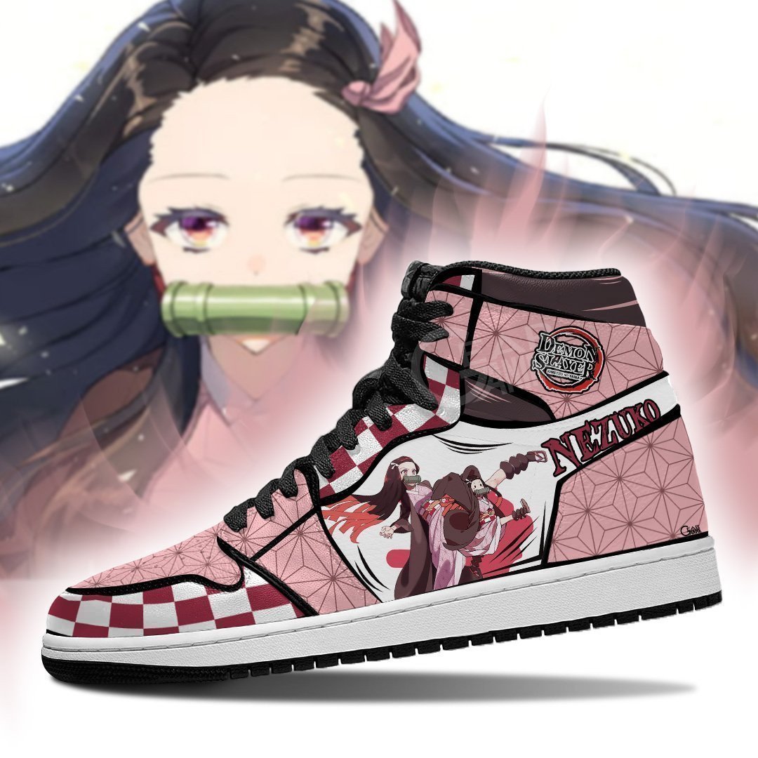 Nezuko Shoes Fighting Demon Slayer Anime JD1s Sneakers, Air Jordan Hightop