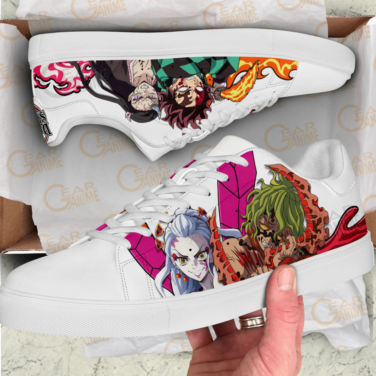 Nezuko Tanjiro vs Daki Gyutaro Skate Sneakers Custom Demon Slayer Anime Shoes