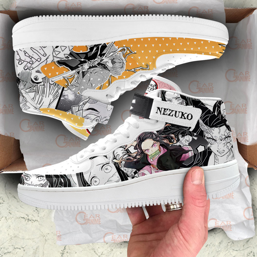 Nezuko Zenitsu Sneakers Air Mid Demon Slayer Anime Shoes Mix Manga