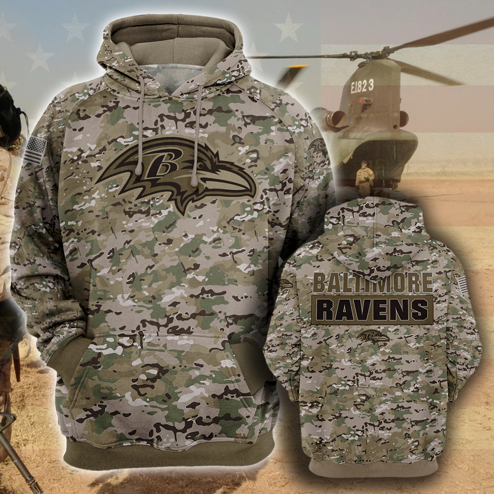NFL03-Baltimore Ravens – All Over Prints 3D Hoodie – Camo Style
