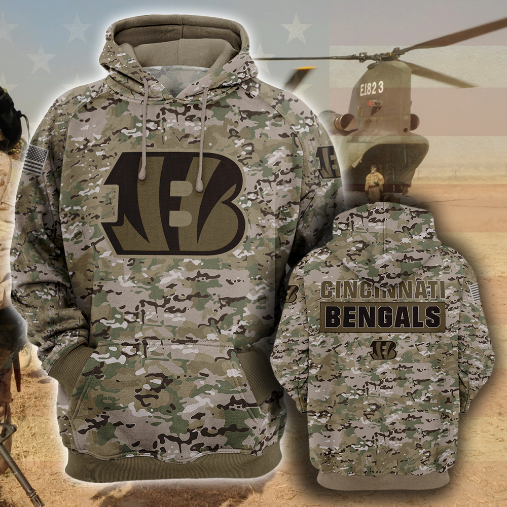 NFL07-Cincinnati Bengals – All Over Prints 3D Hoodie – Camo Style