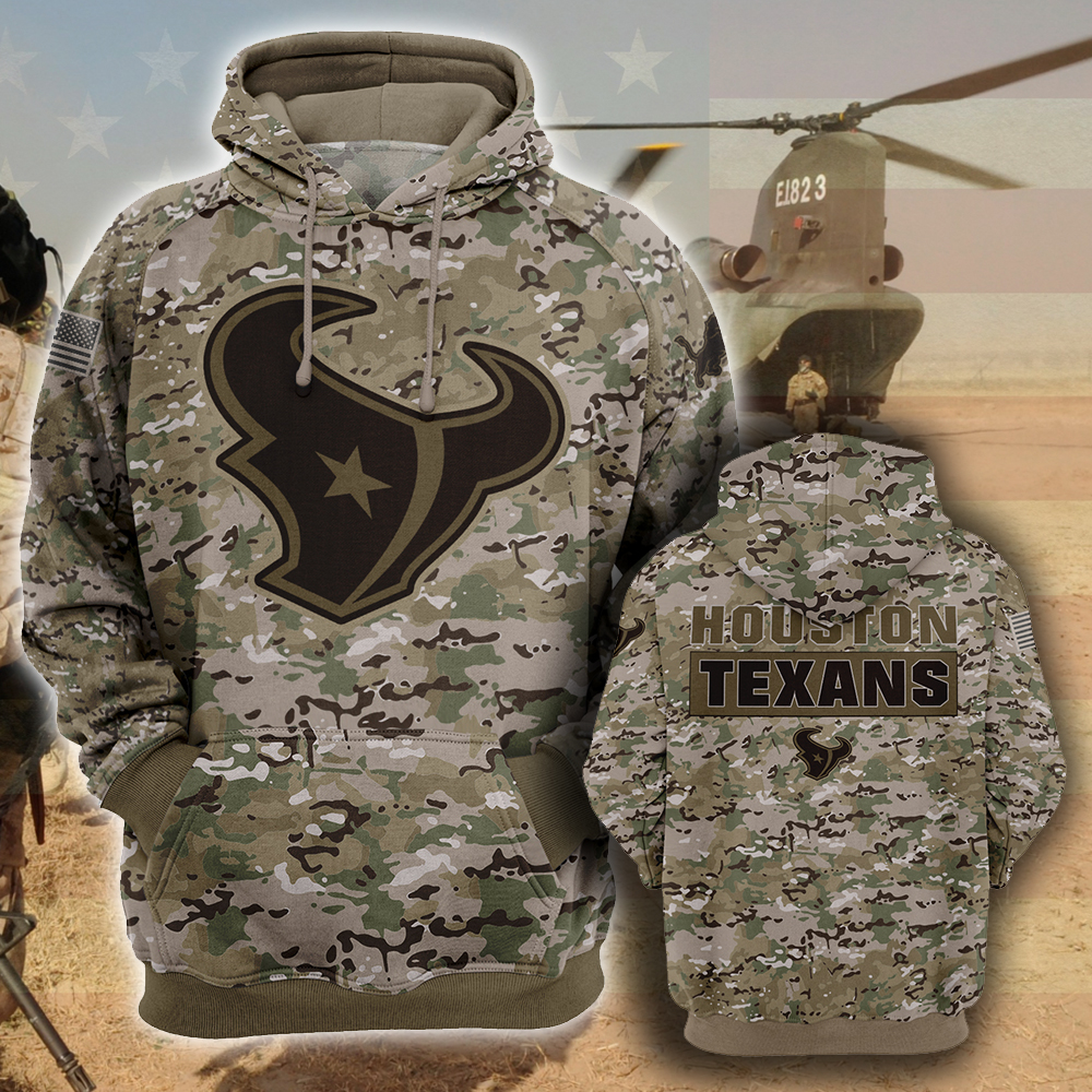 NFL13-Houston Texans – All Over Prints 3D Hoodie – Camo Style