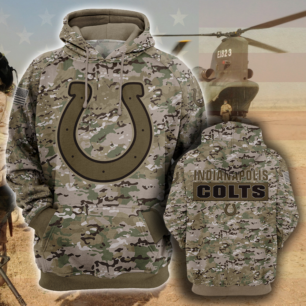 NFL14-Indianapolis Colts – All Over Prints 3D Hoodie – Camo Style