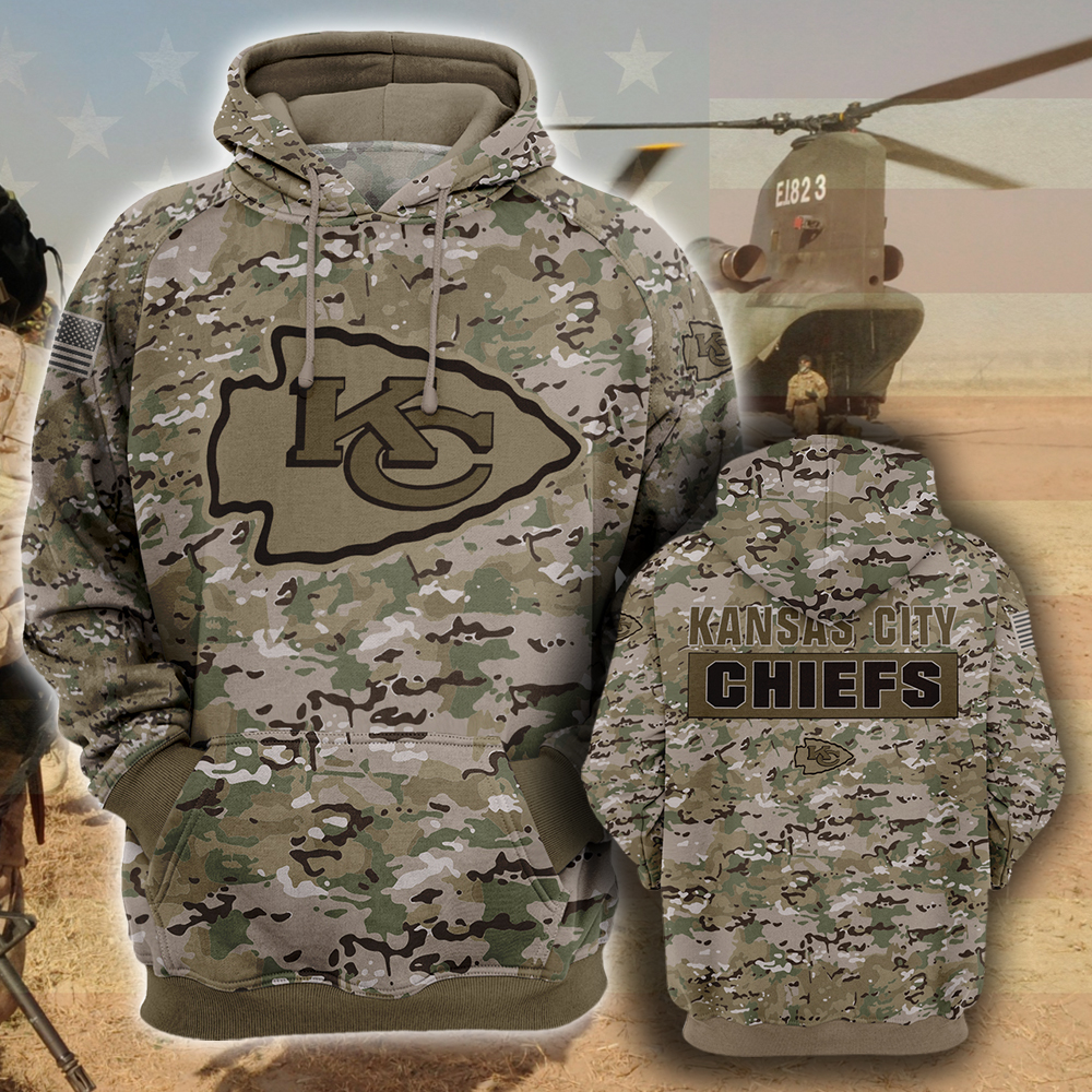 NFL16-Kansas City Chiefs – All Over Prints 3D Hoodie – Camo Style