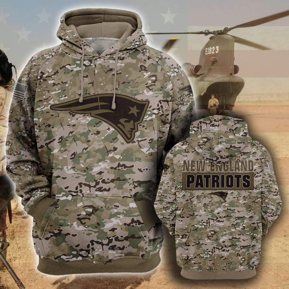NFL19-New England Patriots – All Over Prints 3D Hoodie – Camo Style