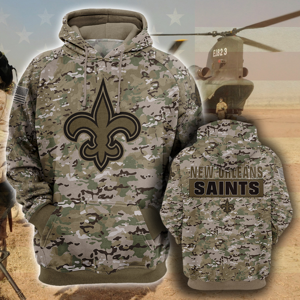 NFL20-New Orleans Saints – All Over Prints 3D Hoodie – Camo Style