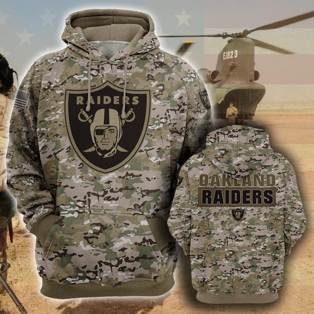 NFL23-Oakland Raiders – All Over Prints 3D Hoodie – Camo Style