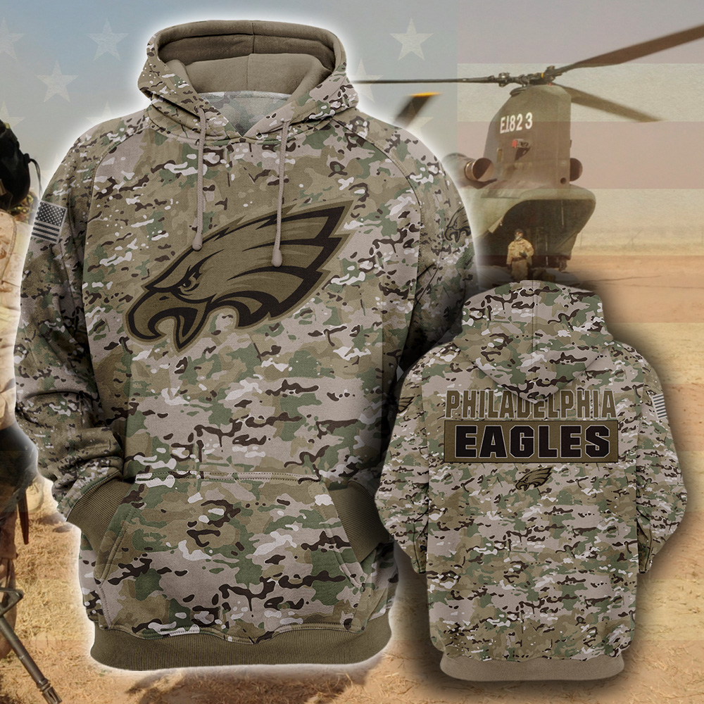 NFL24-Philadelphia Eagles – All Over Prints 3D Hoodie – Camo Style