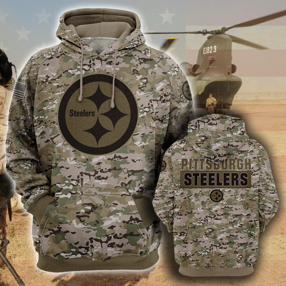 NFL25-Pittsburgh Steelers – All Over Prints 3D Hoodie – Camo Style