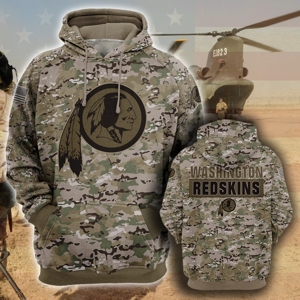NFL32-Washington Redskins – All Over Prints 3D Hoodie – Camo Style