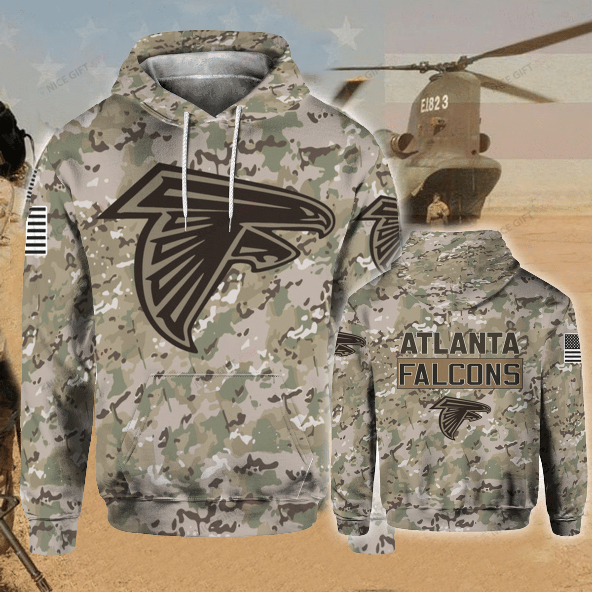 NFL Atlanta Falcons Camouflage 3D Hoodie Gift For Fans