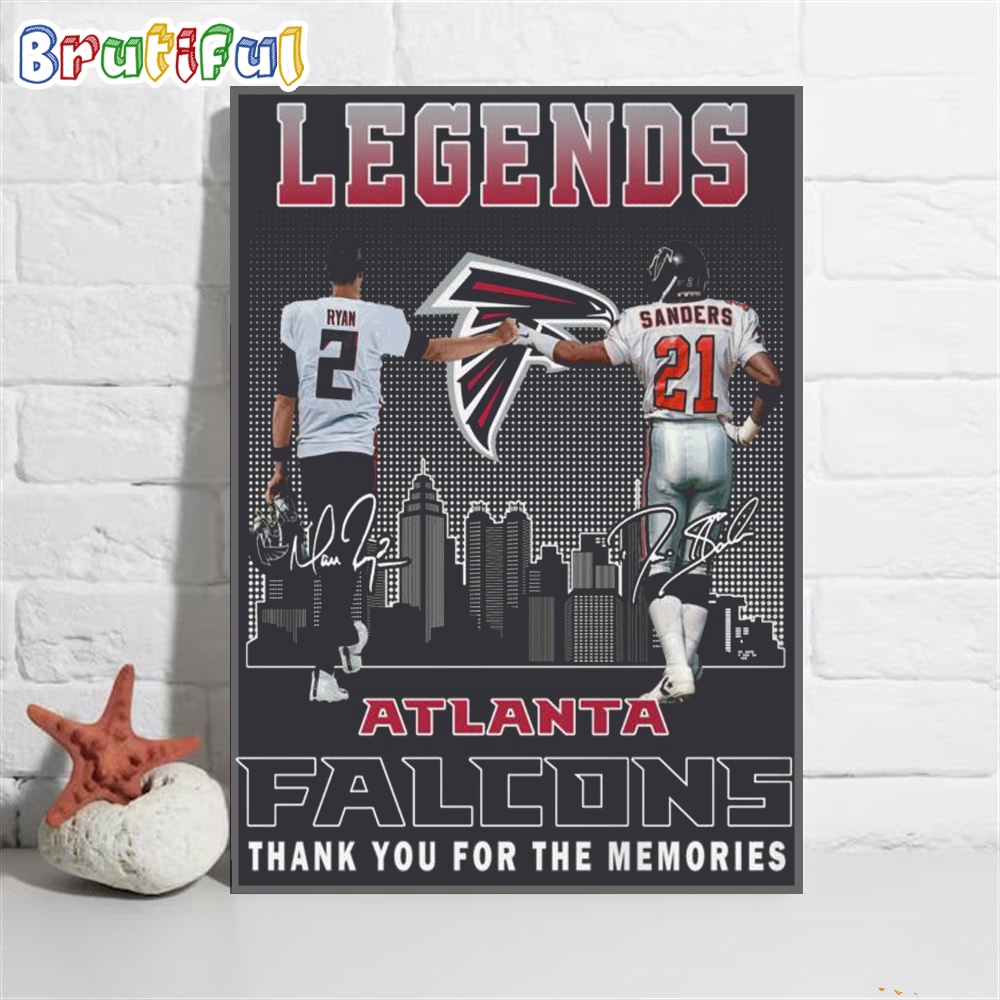 NFL Atlanta Falcons Poster Canvas, Legends Atlanta Falcons Thank You For The Memories Poster Canvas