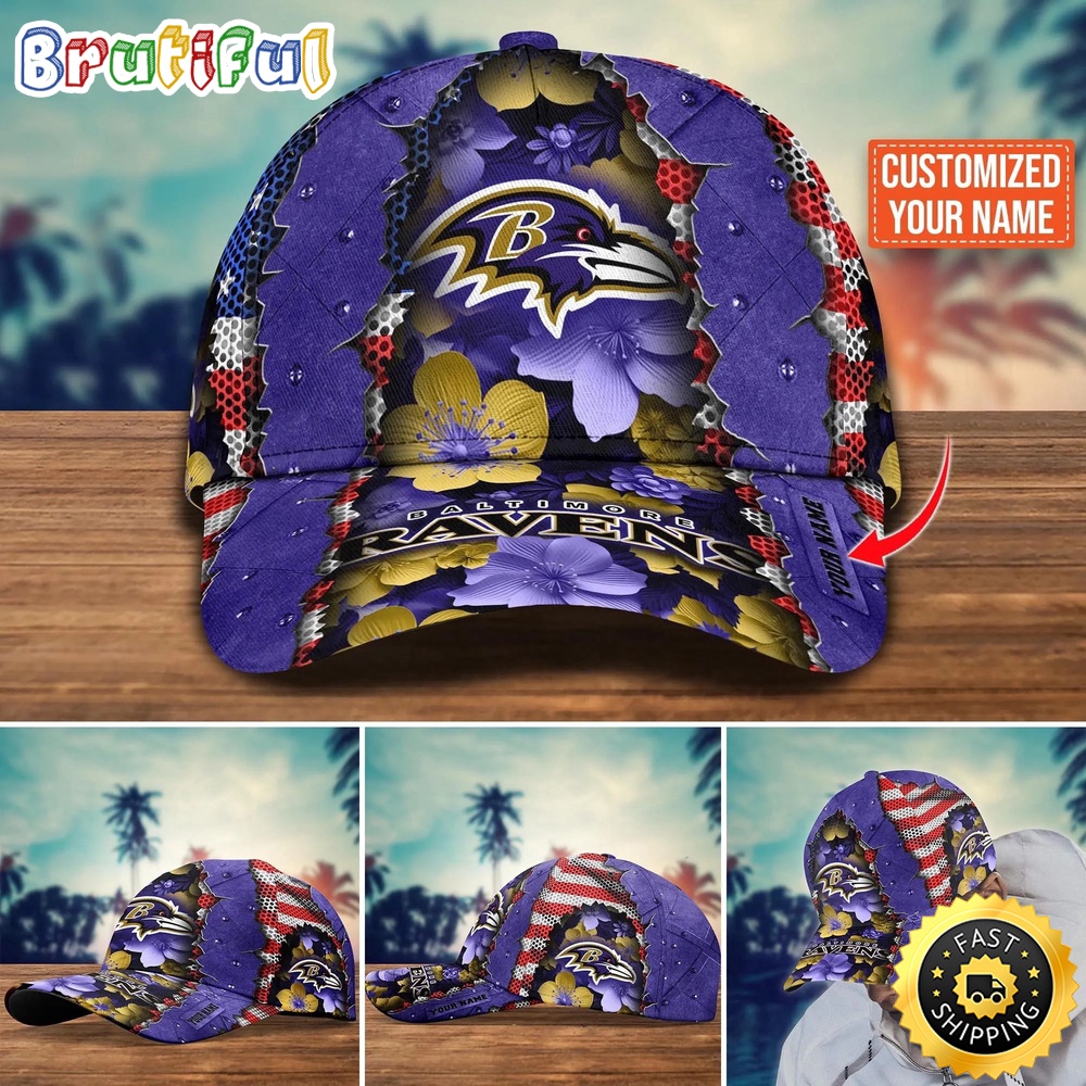 NFL Baltimore Ravens Baseball Cap Custom Name Football Cap For Fans