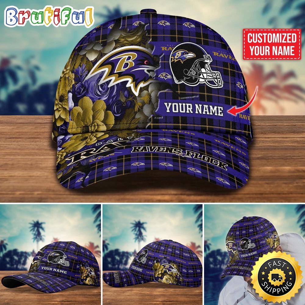 NFL Baltimore Ravens Baseball Cap Flower Trending Custom Cap