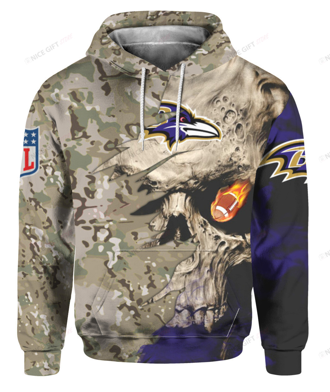 NFL Baltimore Ravens Camouflage 3D Hoodie Gift For Fans