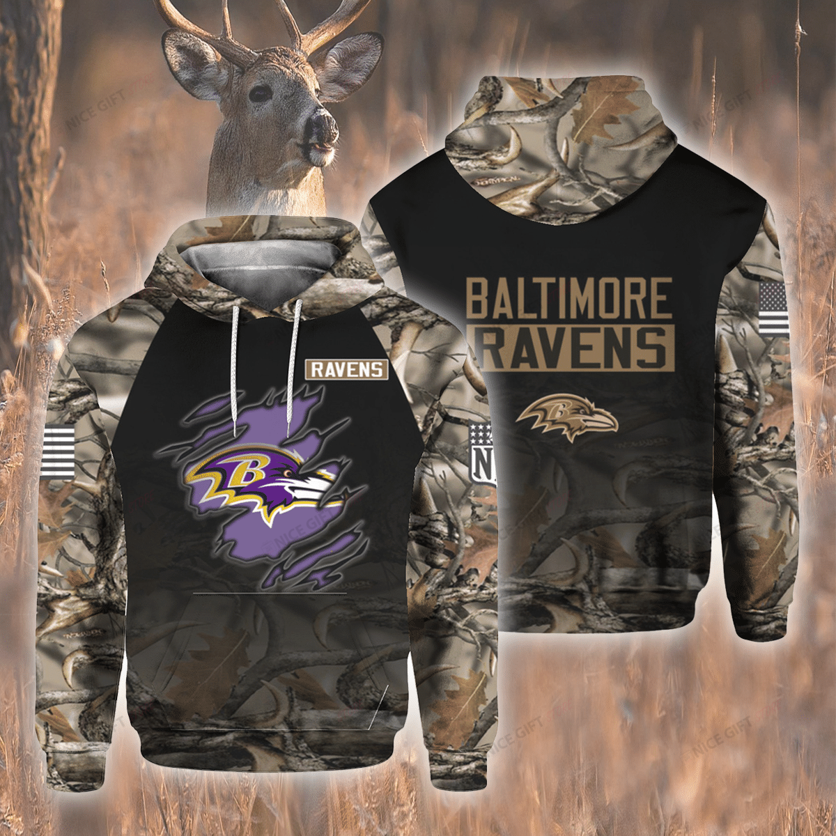 NFL Baltimore Ravens Hunting 3D Hoodie Gift For Fans