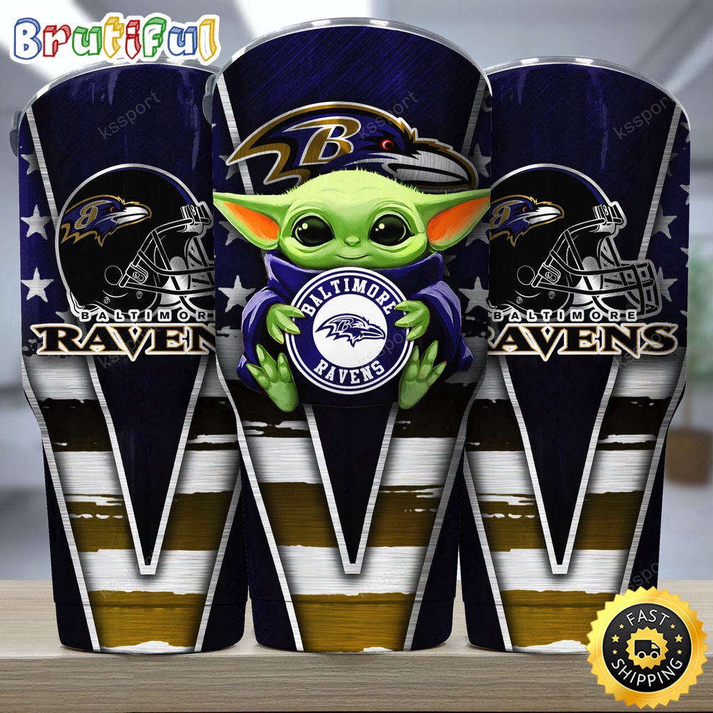 NFL Baltimore Ravens Tumbler Baby Yoda Tumbler For This Season