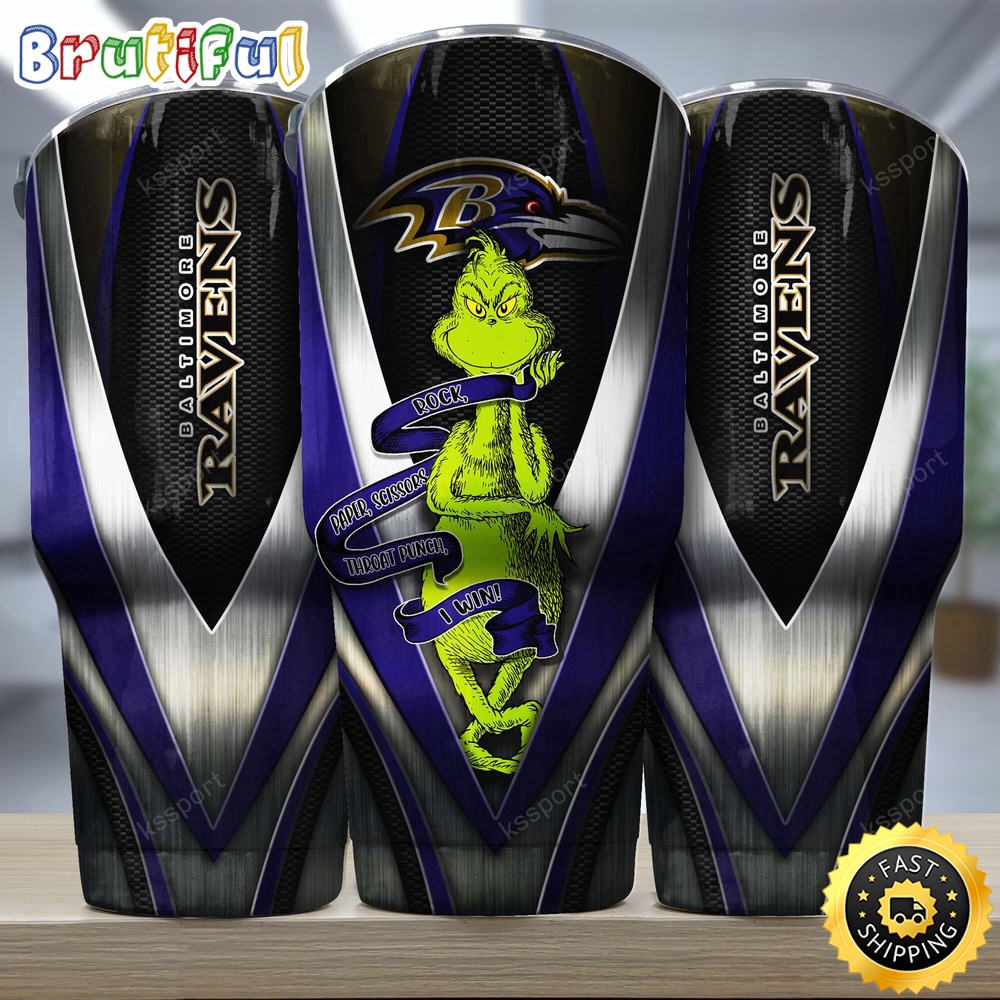 NFL Baltimore Ravens Tumbler Grinch Nfl Tumbler Rock Paper Scissors Steel 2024 Trending
