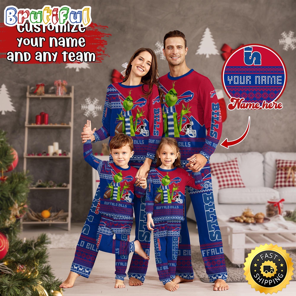 NFL Buffalo Bills Custom Pajamas Christmas Sports For Family Custom Name Custom Pajamas