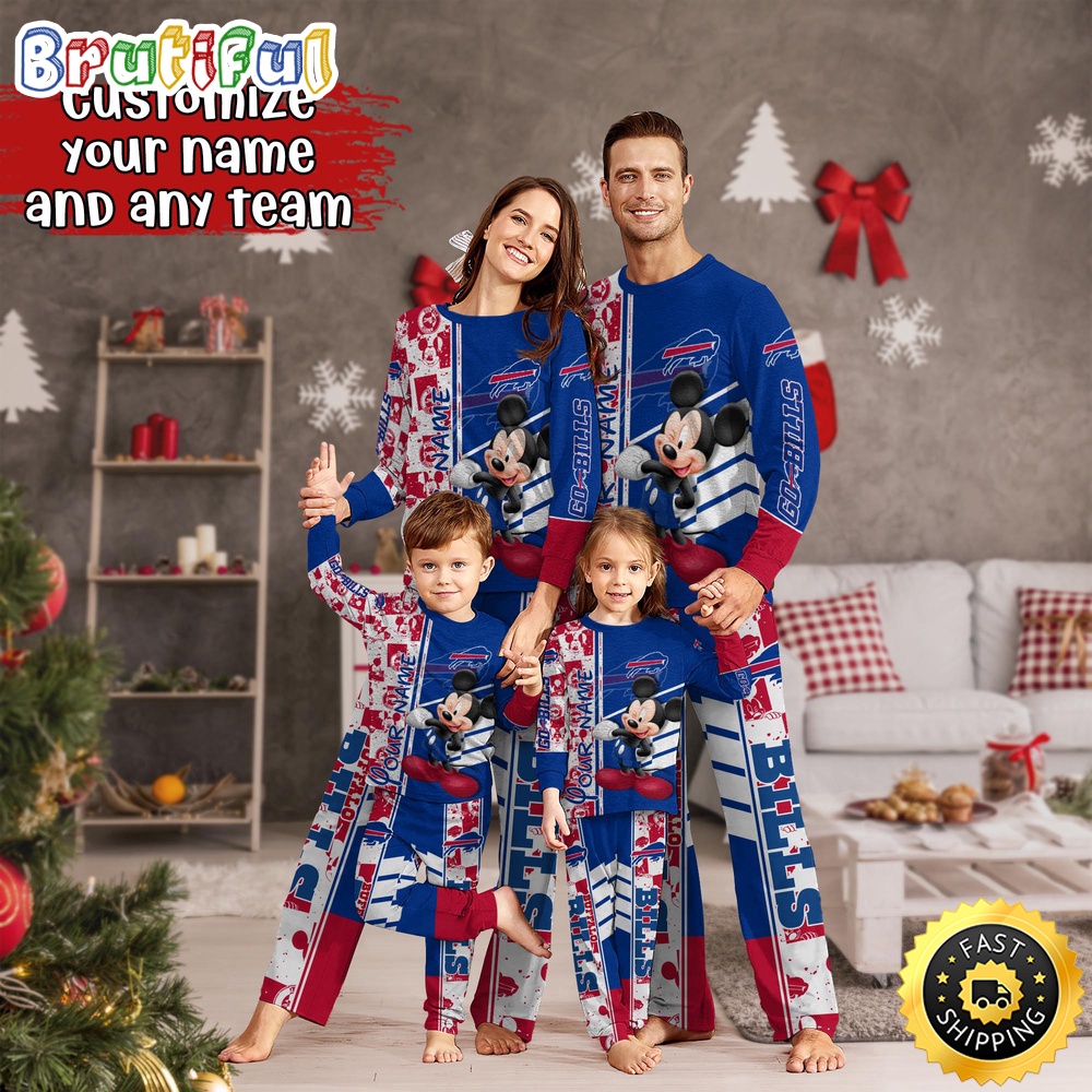 NFL Buffalo Bills Custom Pajamas Mickey Mouse For Family Custom Name Custom Pajamas
