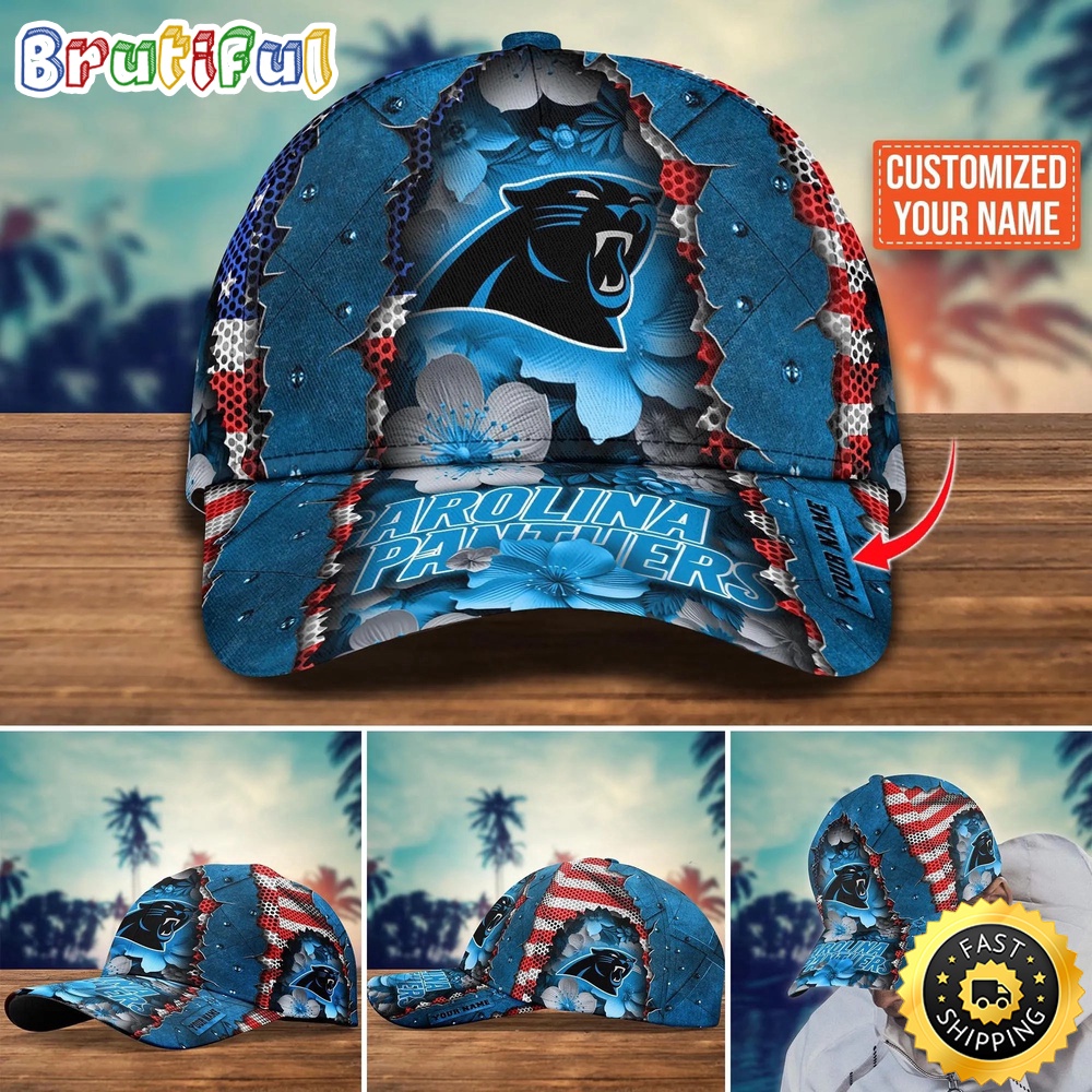 NFL Carolina Panthers Baseball Cap Custom Name Football Cap For Fans