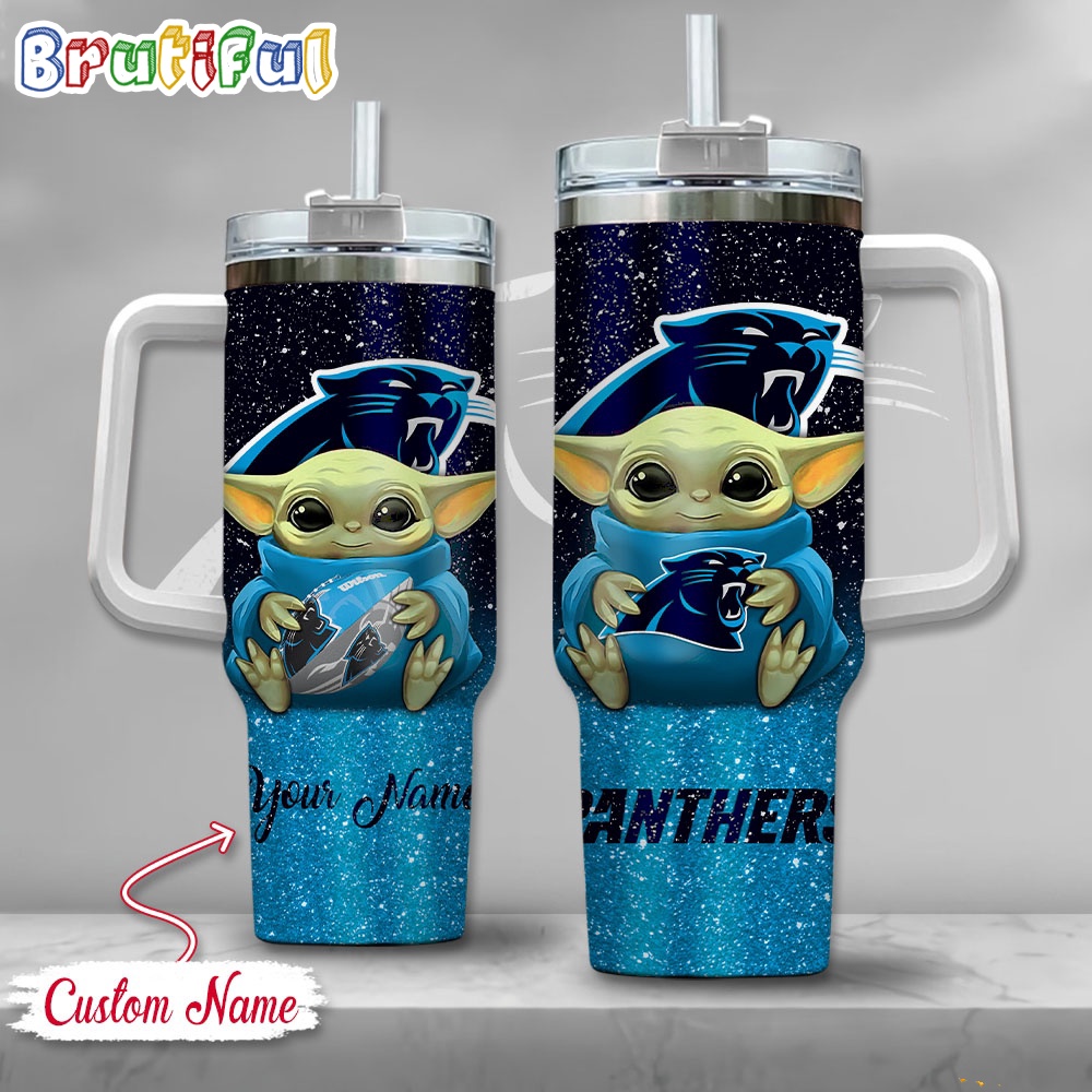 NFL Carolina Panthers Tumbler Baby Yoda Customzed Handle Cup