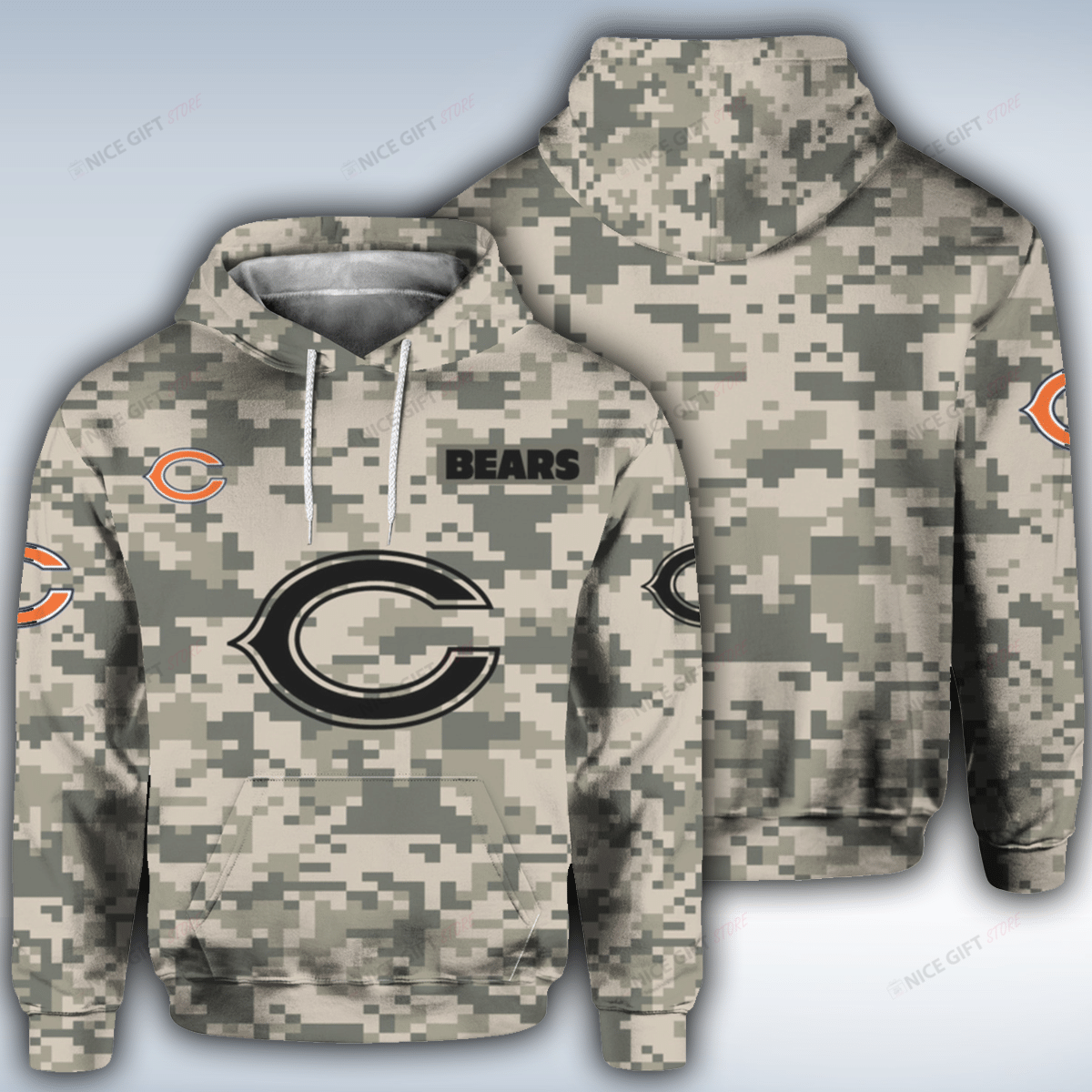 NFL Chicago Bears Camouflage 3D Hoodie Gift For Fans