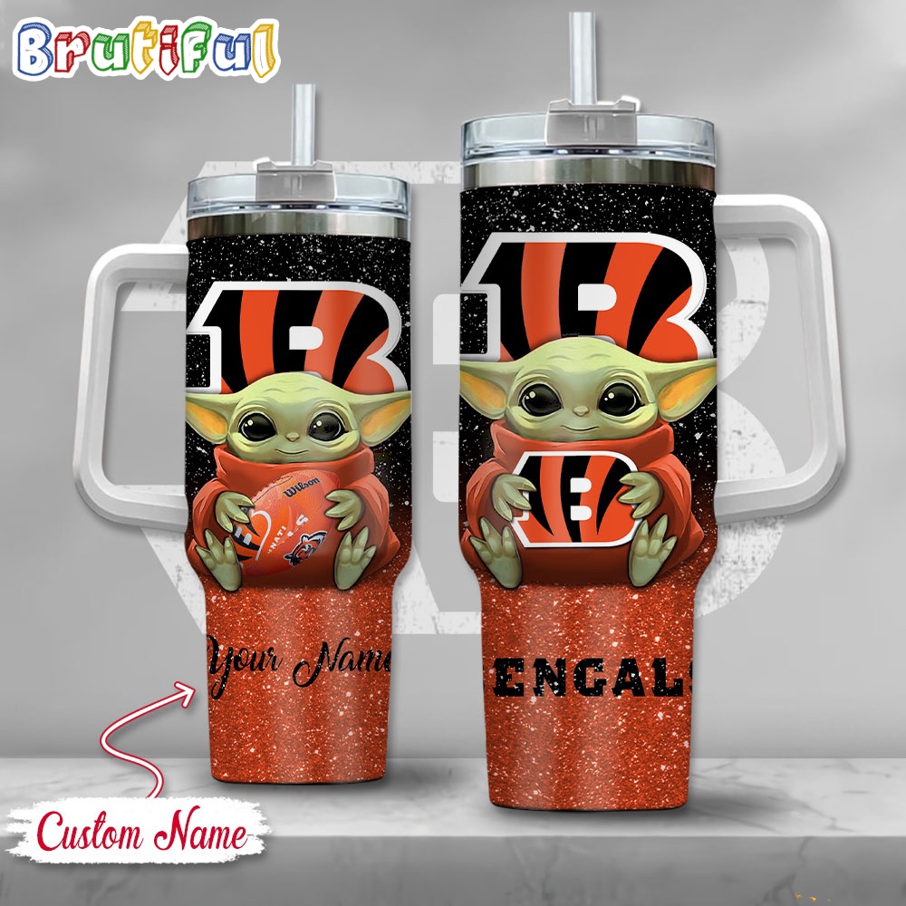 NFL Cincinnati Bengals Tumbler Baby Yoda Customzed Handle Cup