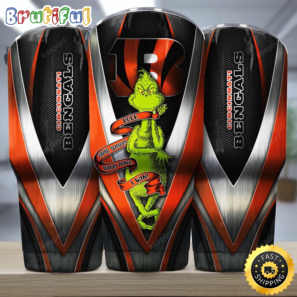 NFL Cincinnati Bengals Tumbler Grinch Nfl Tumbler Rock Paper Scissors Steel 2024 Trending