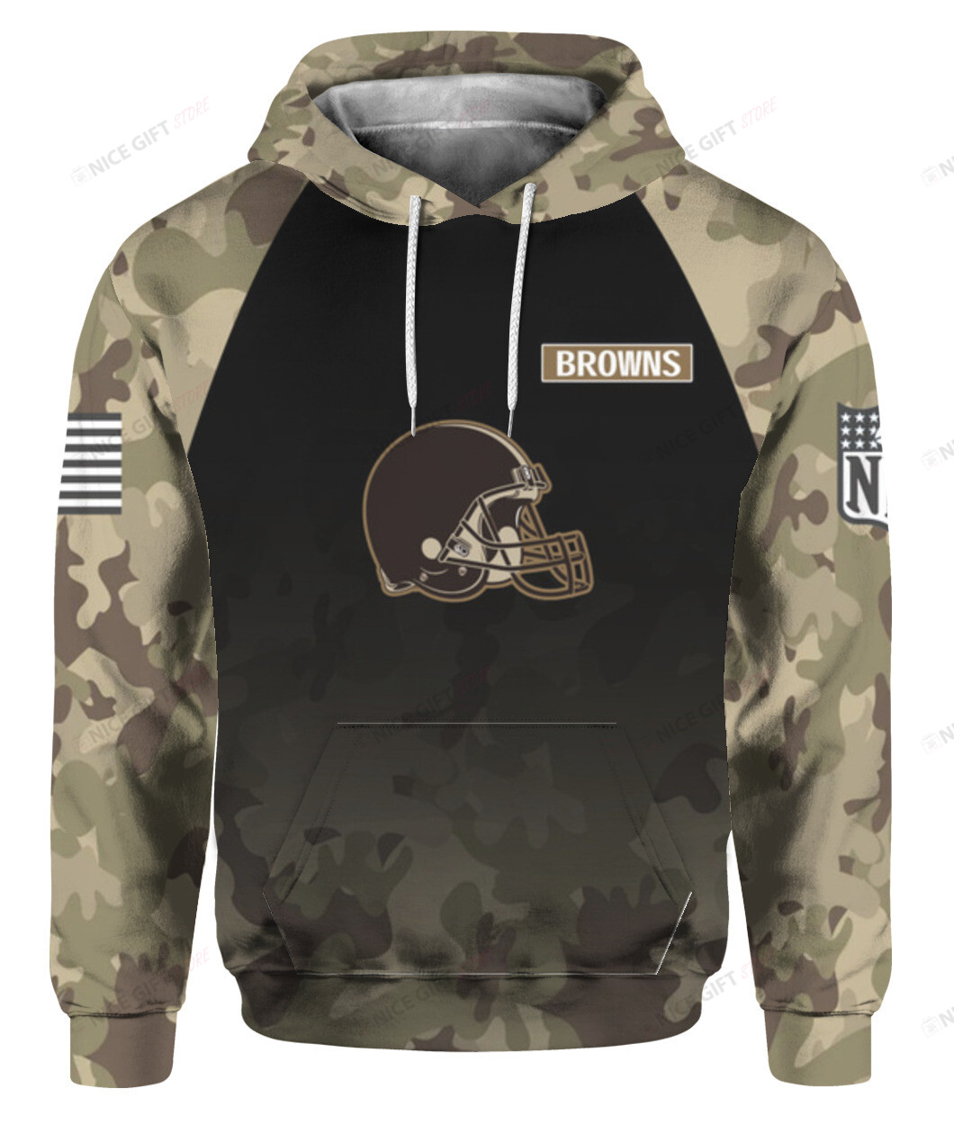 NFL Cleveland Browns Camouflage 3D Hoodie Gift For Fans