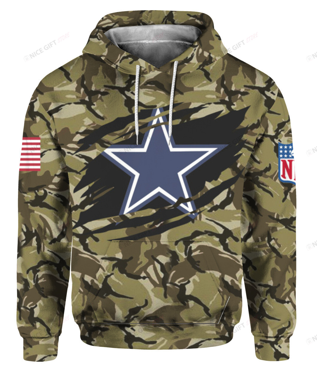 NFL Dallas Cowboys Camouflage 3D Hoodie Gift For Fans